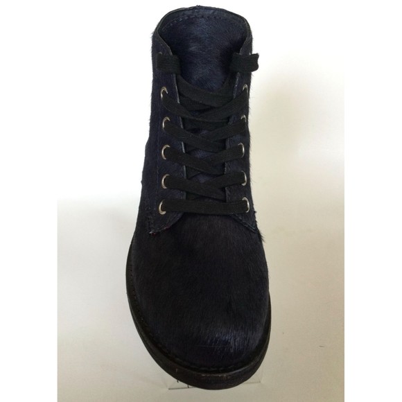 SAM EDELMAN Bleecker Ink Navy Calf Hair Lace Up Moto Ankle Boots (Size 6 M) - Picture 9 of 12